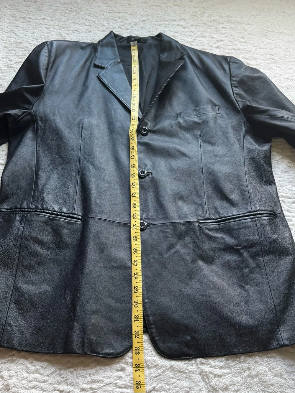 Vintage J Ferrar Leather Blazer Jacket Mens L Black Y2K 90s Minimalist Old Money